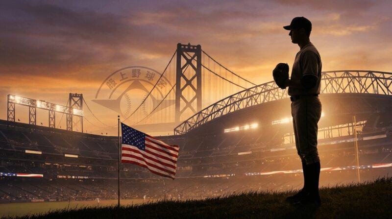 メジャーを夢見る選手のシルエット