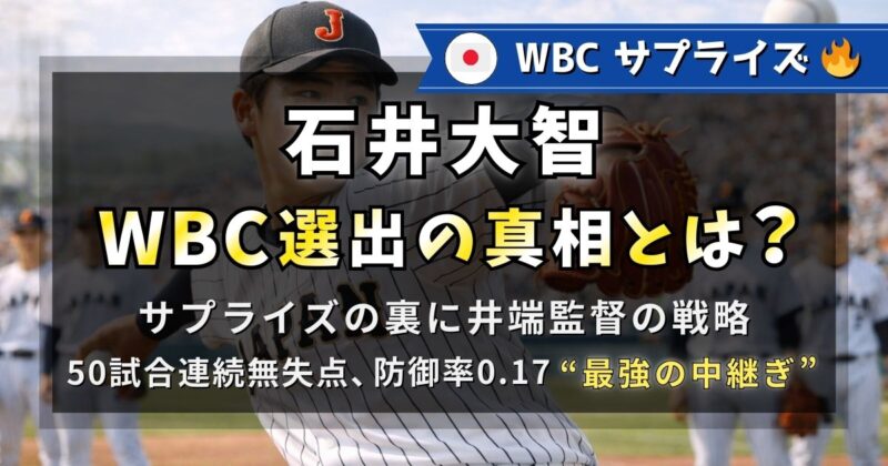 阪神の最強の中継ぎ石井大智投手がWBCにサプライズ選出された真相とは！？