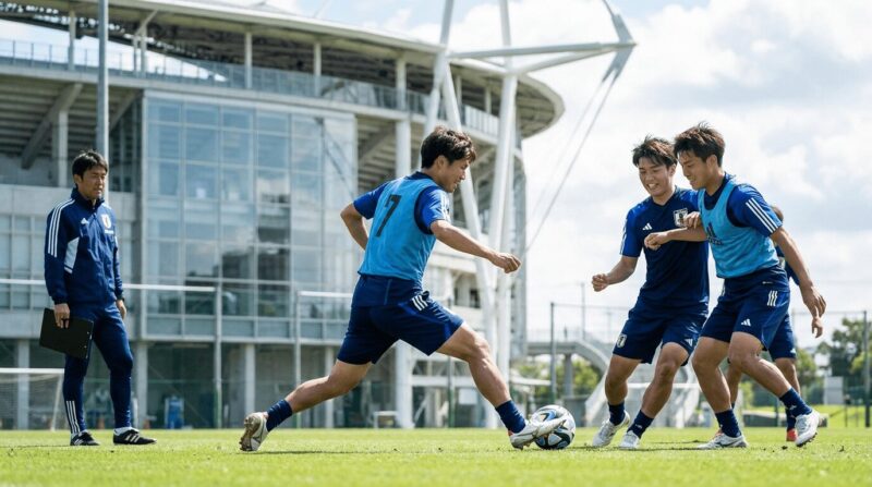 新しい選手がプレーする様子をチェックする画像