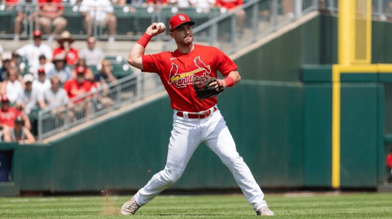 外野から送球する選手の画像