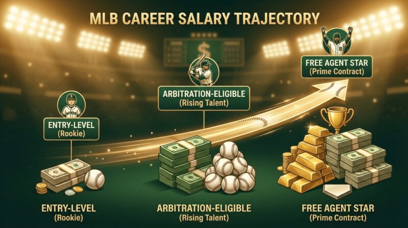 年俸が上がっている様子を表したイラスト