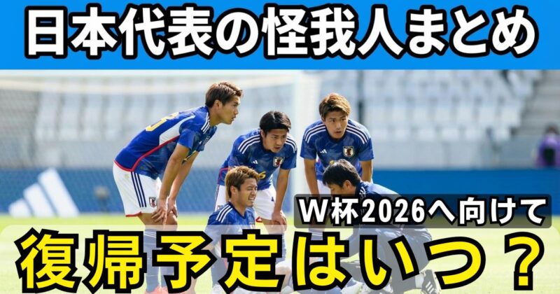日本代表怪我人まとめ、復帰予定はいつ？