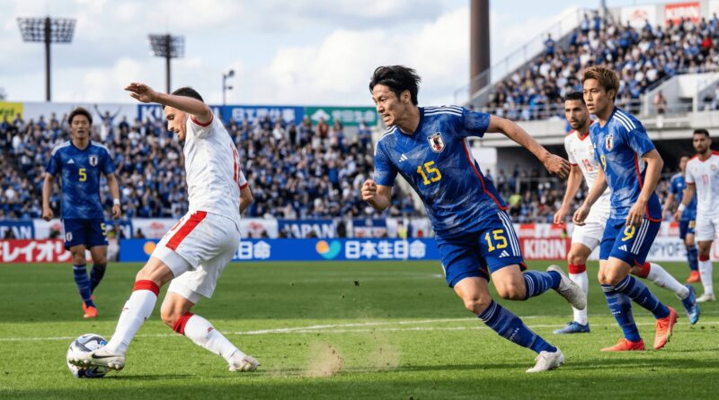 前線からプレスをかけるFW選手の画像