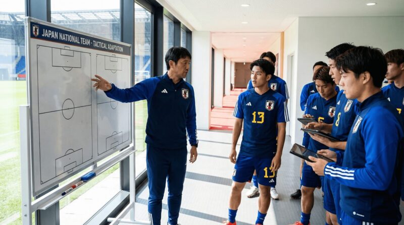 ホワイトボードで戦術を説明するコーチの画像