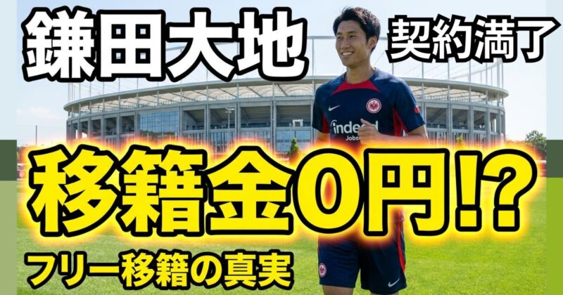 鎌田大地選手が契約満了となり移籍金が０円に１？フリー移籍はお買い得なのか