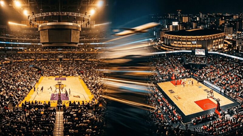 NBAとW杯予選のバスケットボールアリーナの画像