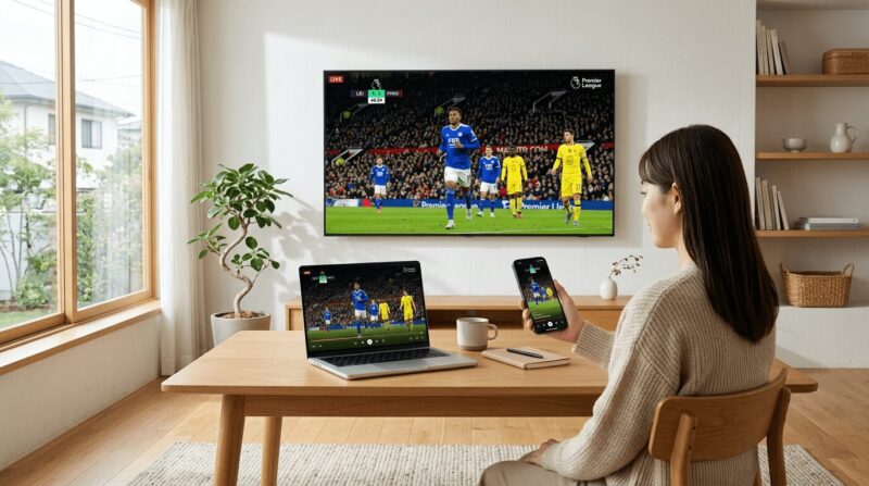 見逃し配信で観戦する女性の画像