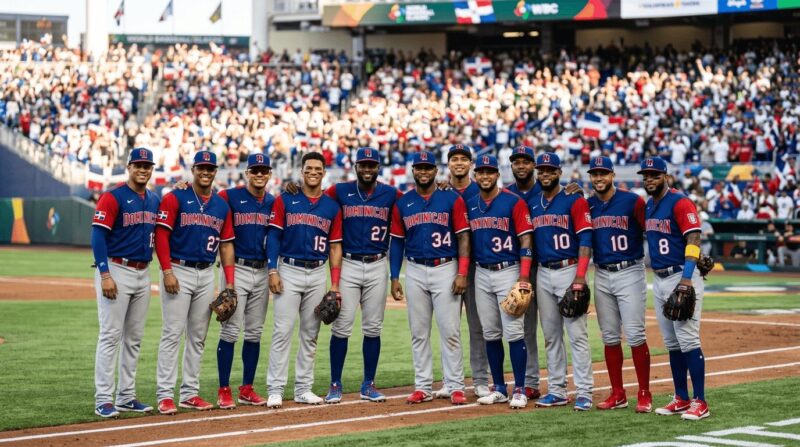ドミニカ代表風のメンバーが並んでいる画像
