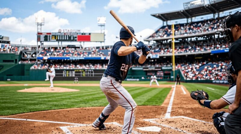 右打者が打席に立つ画像