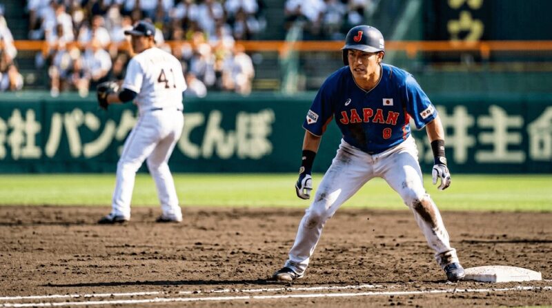 日本代表のランナーがリードしている画像