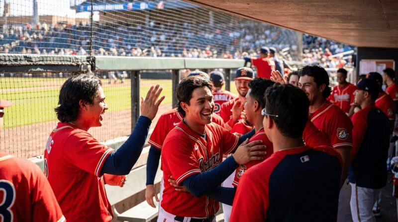 ベンチで喜んでいるベネズエラ代表選手の画像