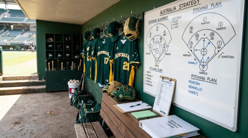 オーストラリア代表のベンチ内の画像