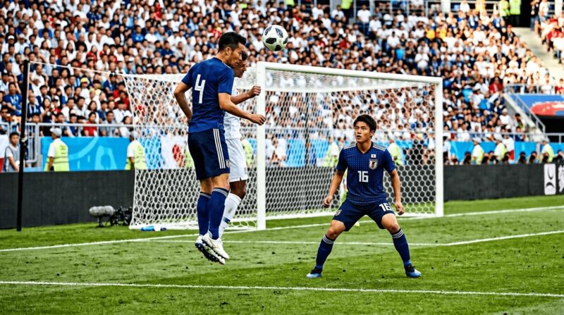 日本代表のDF選手のプレーの様子