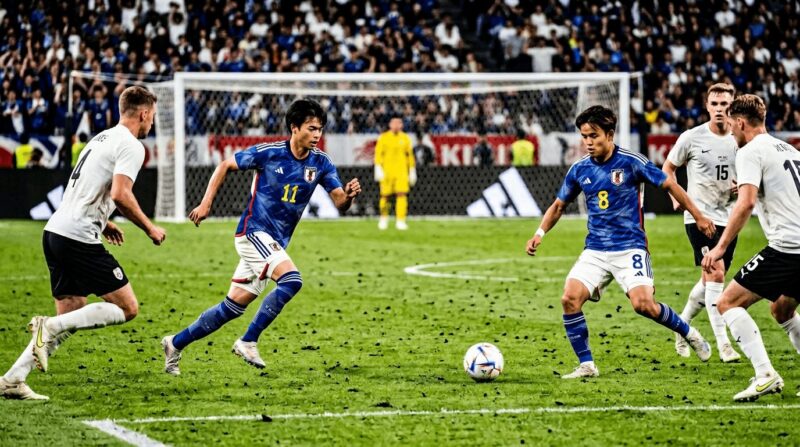 日本代表の中盤選手のプレーの様子