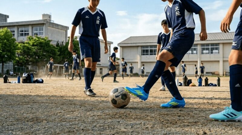 部活でアディダスのスパイクを履いている画像