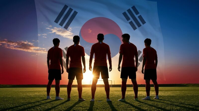韓国代表選手5人が立っているシルエットの画像