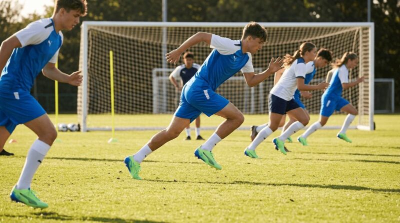 PUMA ULTRA5を履いた学生が部活でダッシュしている画像