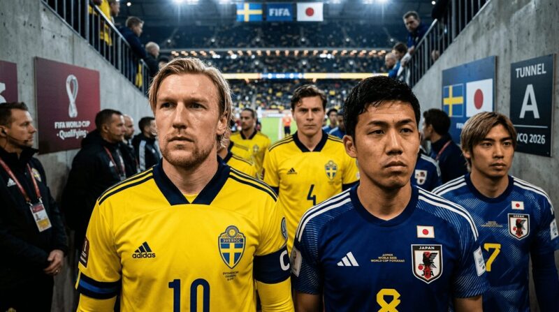 スウェーデン代表と日本代表の試合が始まる直前をイメージした画像