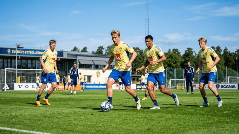 若いスエーデンの選手が練習しているイメージの画像