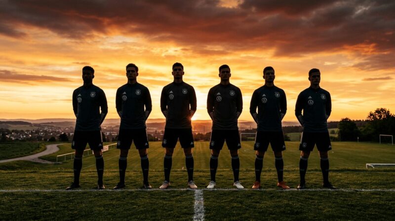 6人のサッカー選手のシルエット画像