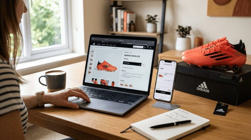PCやスマホでスパイクのネット通販サイトを見ている女性の画像