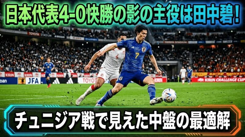 W杯2026チュニジア戦、4-0解消で影の主役は田中碧選手だ。